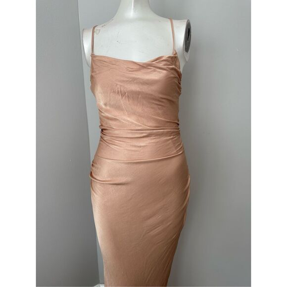 Shona Joy Womens Cowl Neck La Lune Lace-up Back Maxi Dress Dessert Size 2 $360 - Picture 5 of 10